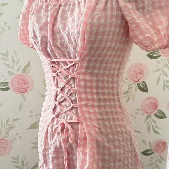 Pink Gingham Corset Mini Dress - Picture 6 of 7